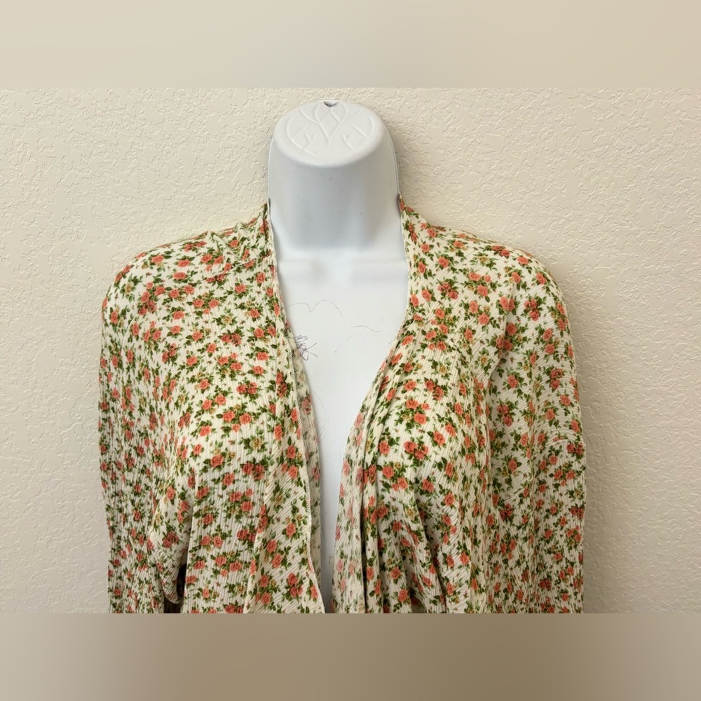 Lularoe Kimono Size L Open Front Long Sleeve Floral Cardigan Sweater Knit - Picture 2 of 8